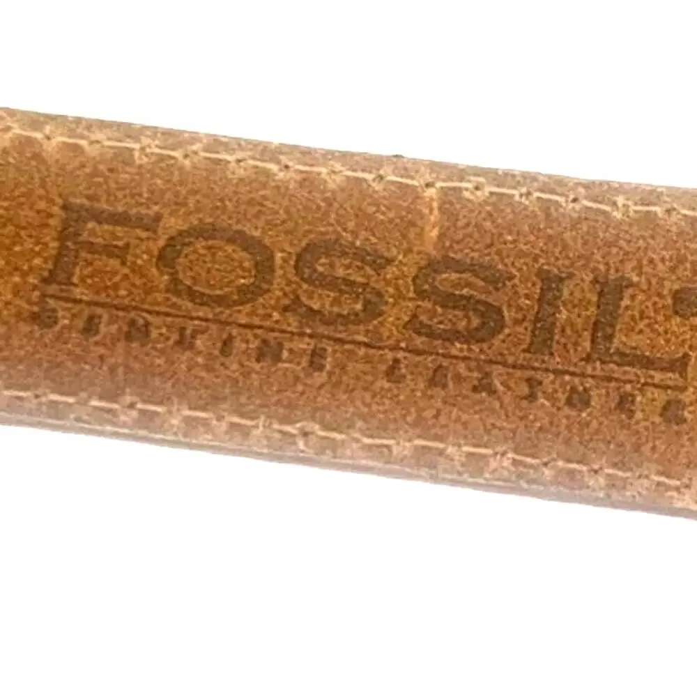 Fossil Studded Genuine Leather Belt Medium 1”x 30” Brown Silver Conch